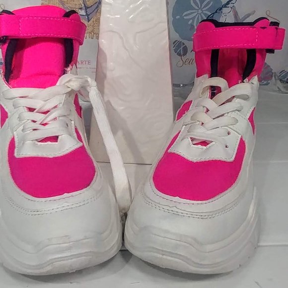 Cape Robbin florescent pink/white high top shoes   SZ 9 - Picture 10 of 10